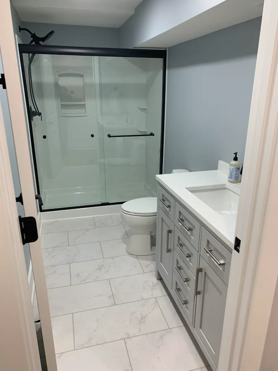 basement bathroom and kitchenette renovation, after