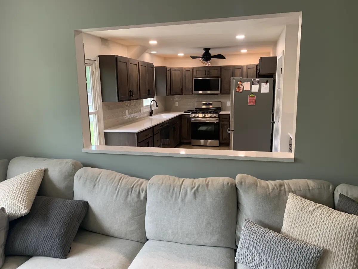 kitchen remodel with living room pass-through, after