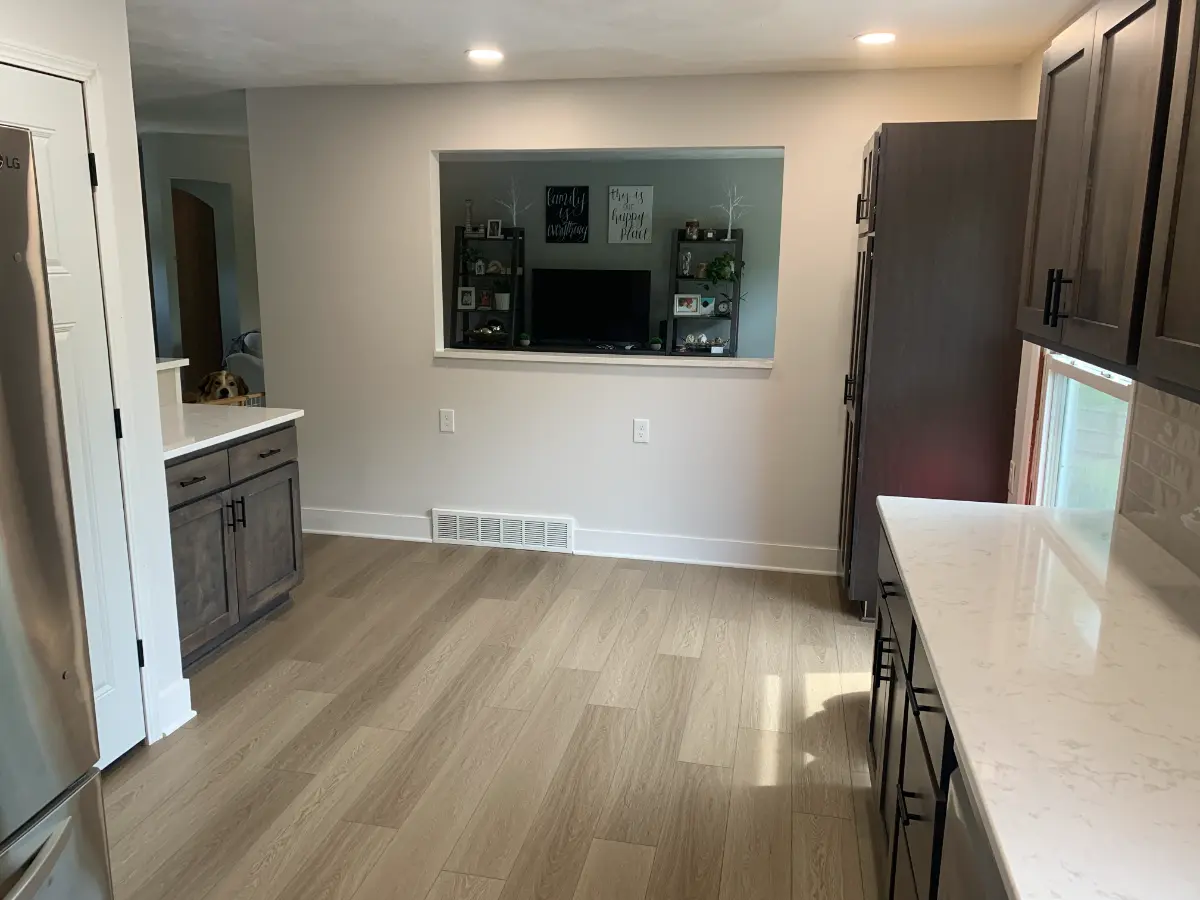 kitchen remodel with living room pass-through, after