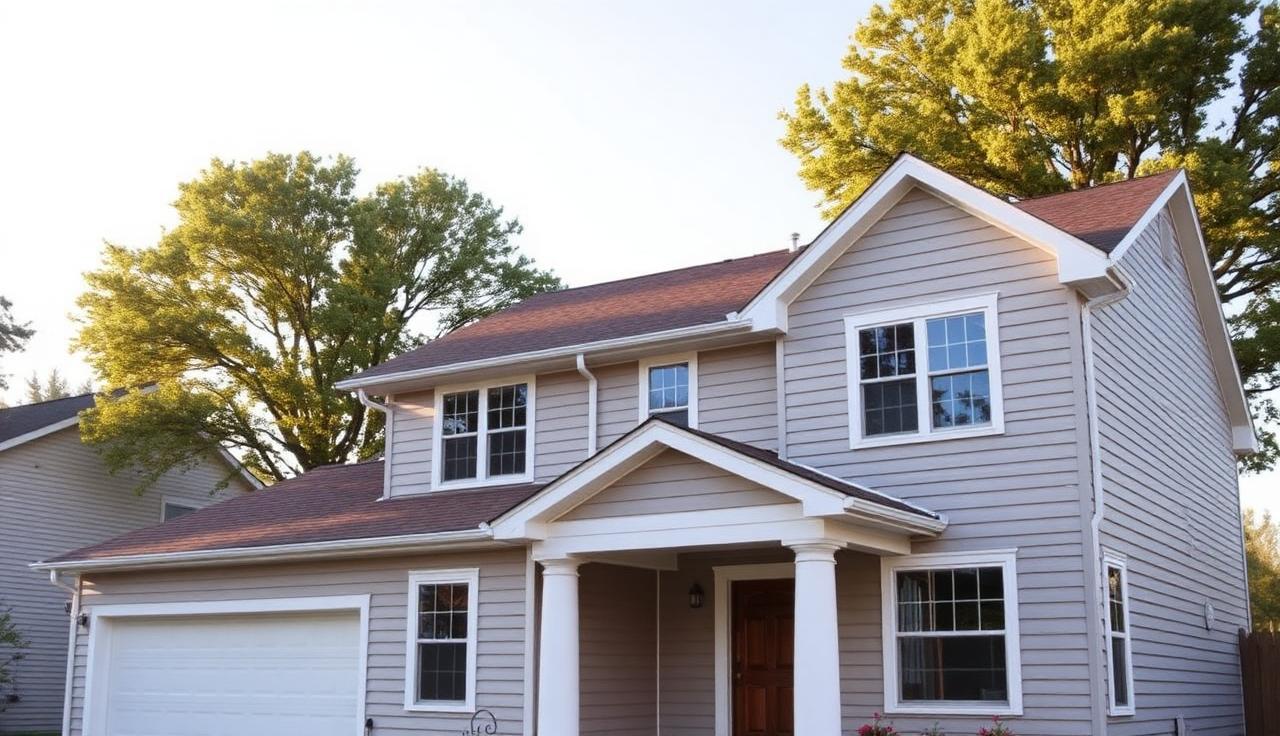 Freshly sided Midwestern home exterior with fiber cement lap siding
