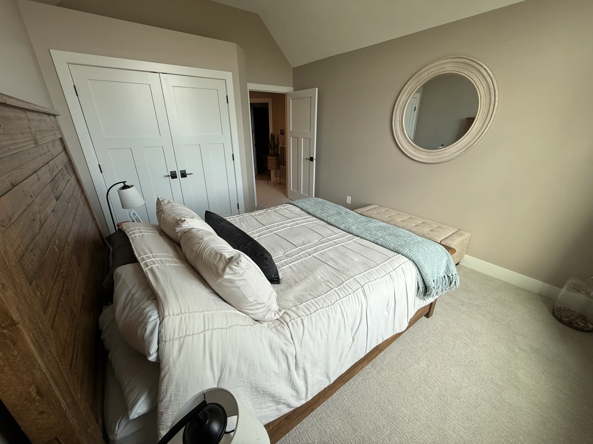 Whole-home renovation showing framing on one side and finished living space on the other